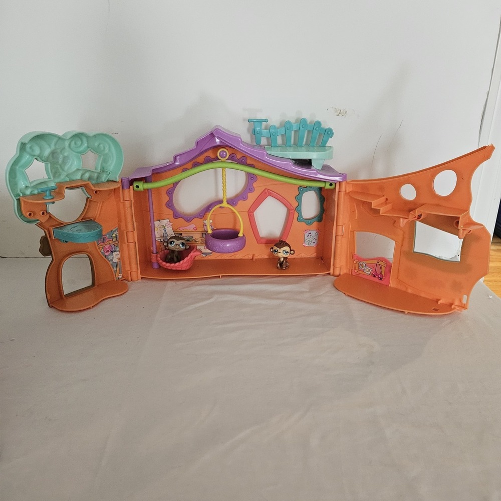 Hasbro LPS Littlest Pet Shop Orange Club Tree House Play Set *Read 2007 2 Pets - Picture 2 of 10